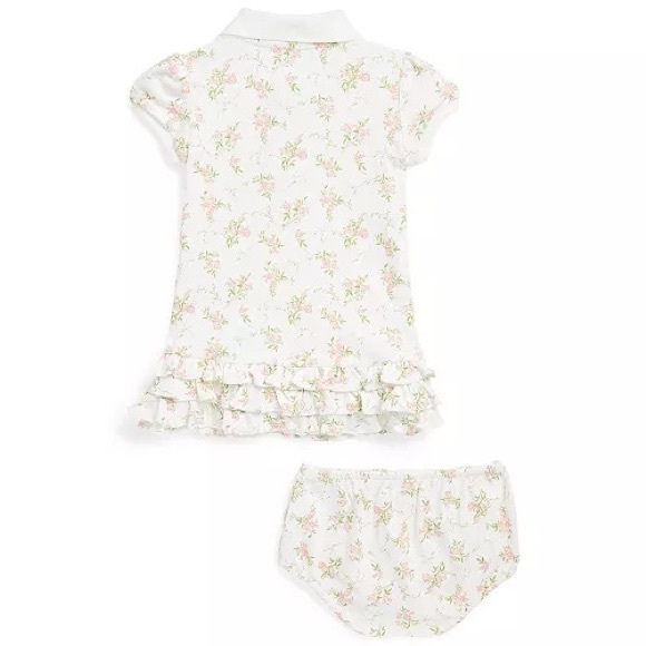 Ralph Lauren Baby Girls Floral Polo Dress and Bloomer - Picture 2 of 11